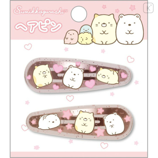 Japan San-X Hairpin Set - Sumikko Gurashi : Shirokuma & Neko Heart Star - 1