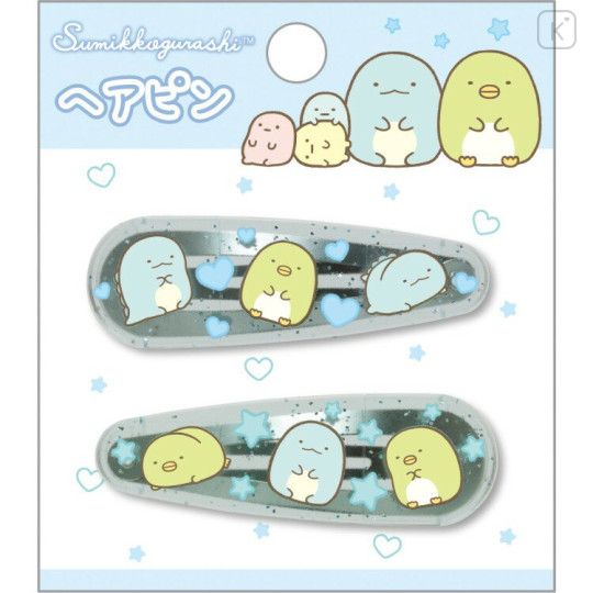 Japan San-X Hairpin Set - Sumikko Gurashi : Tokage & Penguin? Heart Star - 1