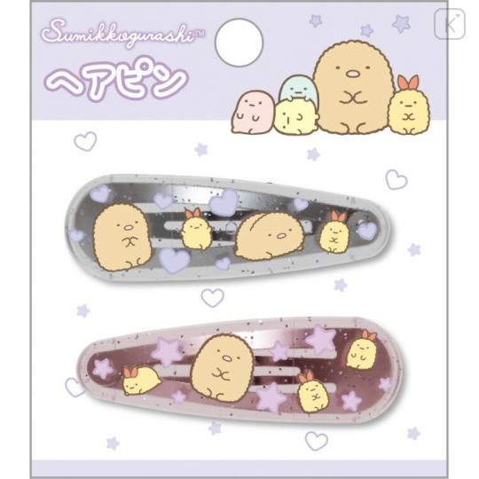 Japan San-X Hairpin Set - Sumikko Gurashi : Tonkatsu Fried Pork & Ebifurai no Shippo Fried Shrimp Tail Heart Star - 1