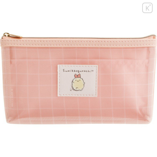 Japan San-X Mesh Pen Pouch - Sumikko Gurashi : Ebifurai no Shippo Fried Shrimp Tail Pink - 1