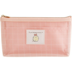Japan San-X Mesh Pen Pouch - Sumikko Gurashi : Ebifurai no Shippo Fried Shrimp Tail Pink