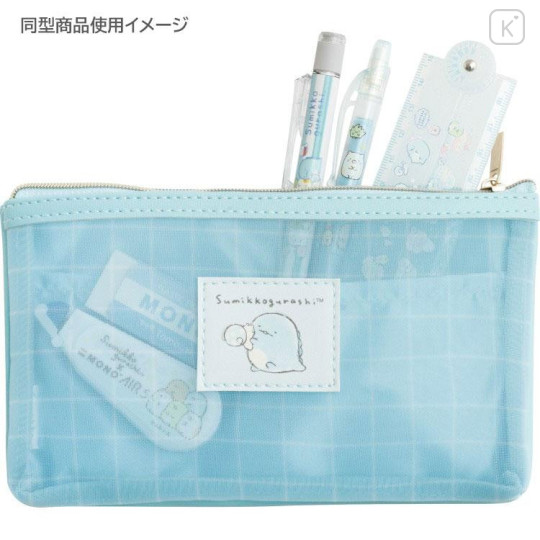 Japan San-X Mesh Pen Pouch - Sumikko Gurashi : Ebifurai no Shippo Fried Shrimp Tail Pink - 4