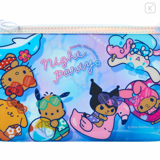 Japan Sanrio Clear Flat Pen Case - Tan Swimsuit Party Characters - 2