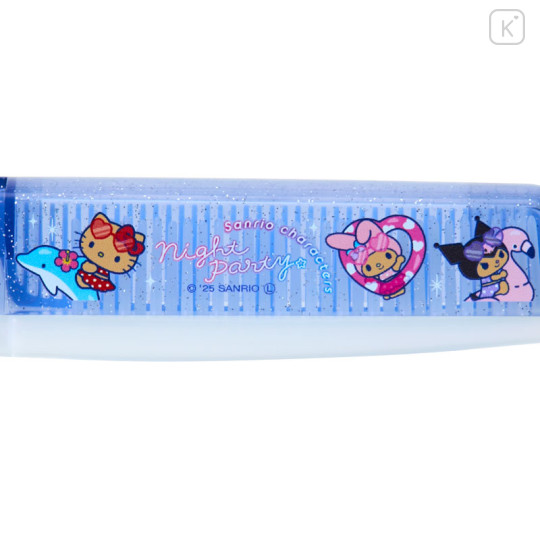 Japan Sanrio Folding Brush & Comb - Tan Swimsuit Party Characters - 3