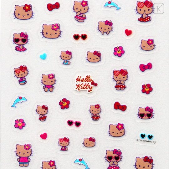 Japan Sanrio Deco Petit Sticker - Hello Kitty : Tan Swimsuit Party - 3
