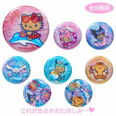 Japan Sanrio Secret Glitter Can Badge - Tan Swimsuit Party Characters Blind Box