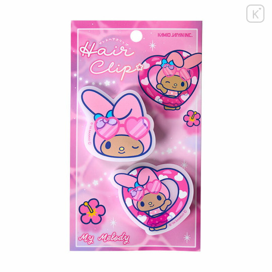 Japan Sanrio Matte Hair Clip Set - My Melody : Tan Swimsuit Party - 1