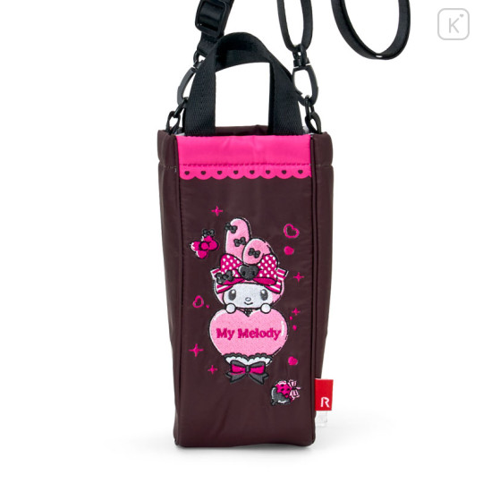 Japan Sanrio Rootote Water Bottle Holder with Shoulder Strap - My Melody : Black - 2
