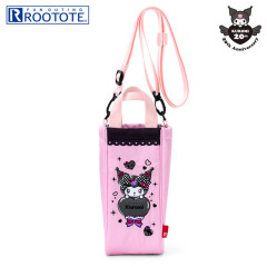 Japan Sanrio Rootote Water Bottle Holder with Shoulder Strap - Kuromi : Pink