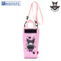 Japan Sanrio Rootote Water Bottle Holder with Shoulder Strap - Kuromi : Pink - 1