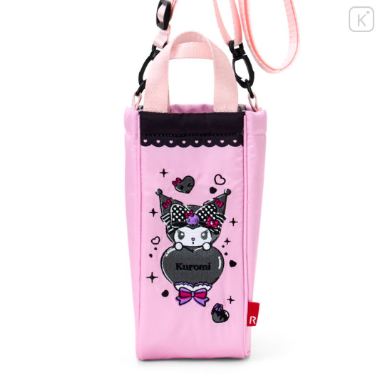 Japan Sanrio Rootote Water Bottle Holder with Shoulder Strap - Kuromi : Pink - 2
