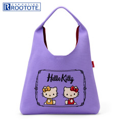 Japan Sanrio Rootote Round Knit Bag - Hello Kitty : Purple