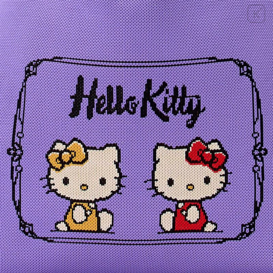 Japan Sanrio Rootote Round Knit Bag - Hello Kitty : Purple - 5