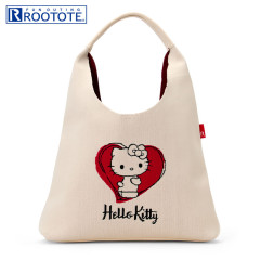 Japan Sanrio Rootote Round Knit Bag - Hello Kitty : Ivory