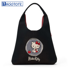 Japan Sanrio Rootote Round Knit Bag - Hello Kitty : Black