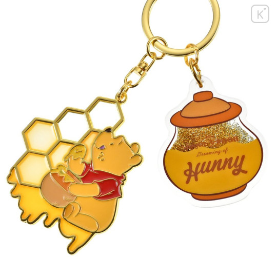 Japan Disney Store Floating Sequins Keychain - Pooh : Honey Day Glitter Water - 3