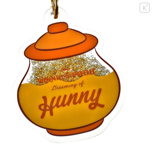 Japan Disney Store Floating Sequins Keychain - Pooh : Honey Day Glitter Water - 4