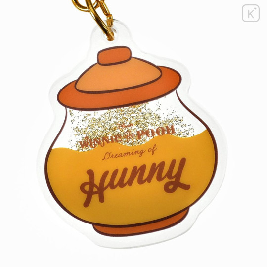 Japan Disney Store Floating Sequins Keychain - Pooh : Honey Day Glitter Water - 6