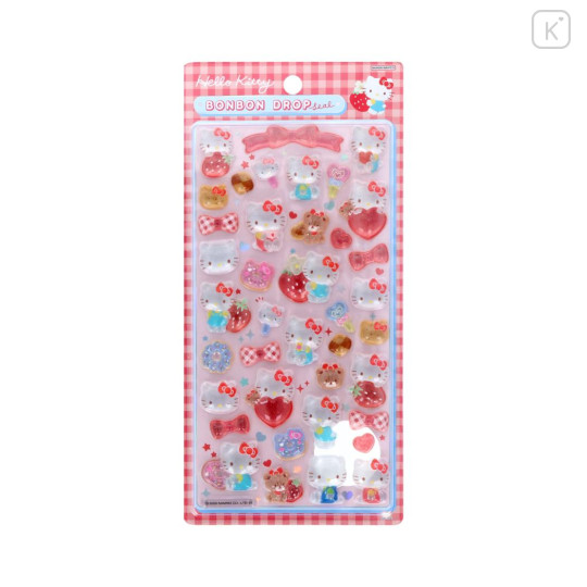 Japan Sanrio Bonbon Drop Seal 3D Sticker - Hello Kitty & Tiny Chum : Gingham - 1