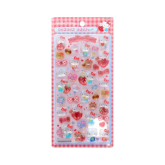 Japan Sanrio Bonbon Drop Seal 3D Sticker - Hello Kitty & Tiny Chum : Gingham