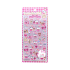 Japan Sanrio Bonbon Drop Seal 3D Sticker - Hello Kitty & Tiny Chum : Gingham Pink