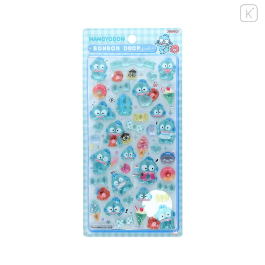 Japan Sanrio Bonbon Drop Seal 3D Sticker - Hangyodon : Gingham - 1