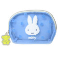 Japan Miffy Pouch & Tissue Case - Miffy : Mesh Flower Blue Bear - 1