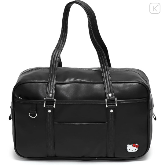 Japan Sanrio Synthetic Leather School Bag - Hello Kitty : Black with Face - 1