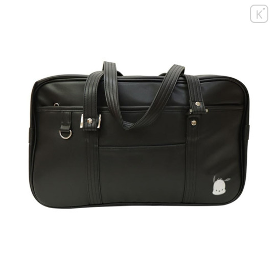Japan Sanrio Synthetic Leather School Bag - Pochacco : Black with Face - 1