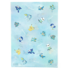 Japan Pokemon A4 Clear File Folder - Pikachu : Water Type Blue
