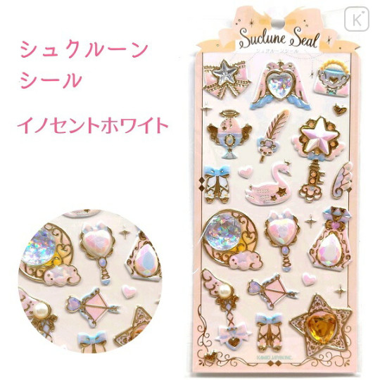 Japan 3D Gold Foil Jewel Sticker - Pale Pink Suclune Seal - 1