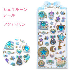 Japan 3D Gold Foil Jewel Sticker - Aquamarine Suclune Seal