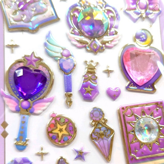 Japan 3D Gold Foil Jewel Sticker - Magical Night Purple Suclune Seal - 2