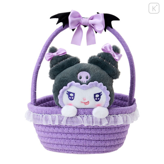 Japan Sanrio Rope Basket with Mascot - Kuromi : Angel and Little Devil - 1