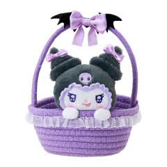 Japan Sanrio Rope Basket with Mascot - Kuromi : Angel and Little Devil