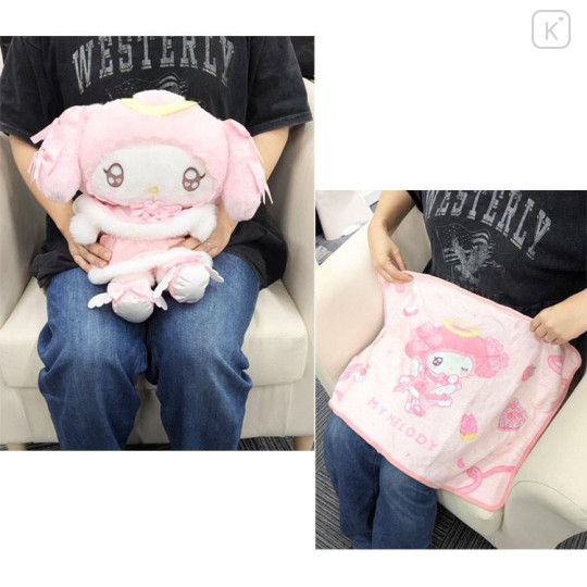 Japan Sanrio Blanket with Plush - My Melody : Angel and Little Devil - 6