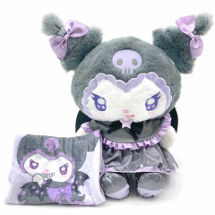 Japan Sanrio Blanket with Plush - Kuromi : Angel and Little Devil