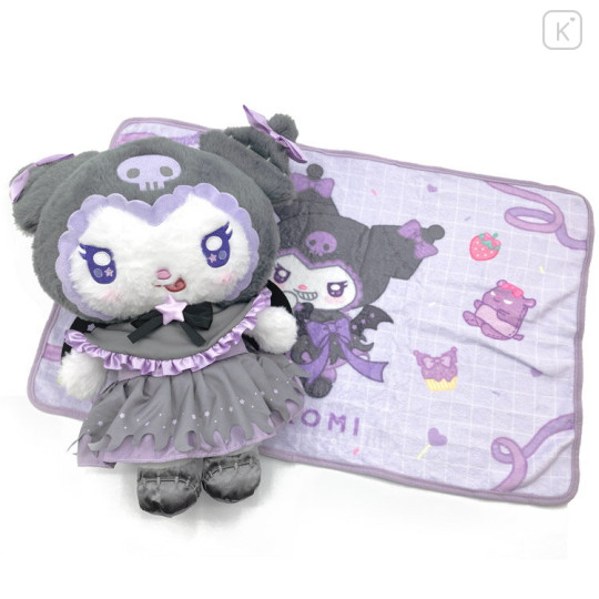 Japan Sanrio Blanket with Plush - Kuromi : Angel and Little Devil - 2