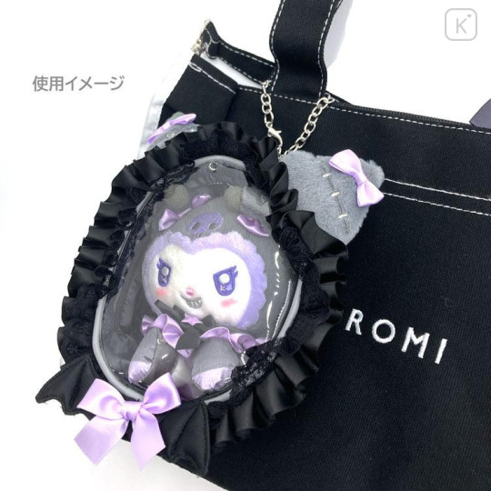 Japan Sanrio Multi Pouch With Bag Charm - Kuromi : Angel and Little Devil - 4
