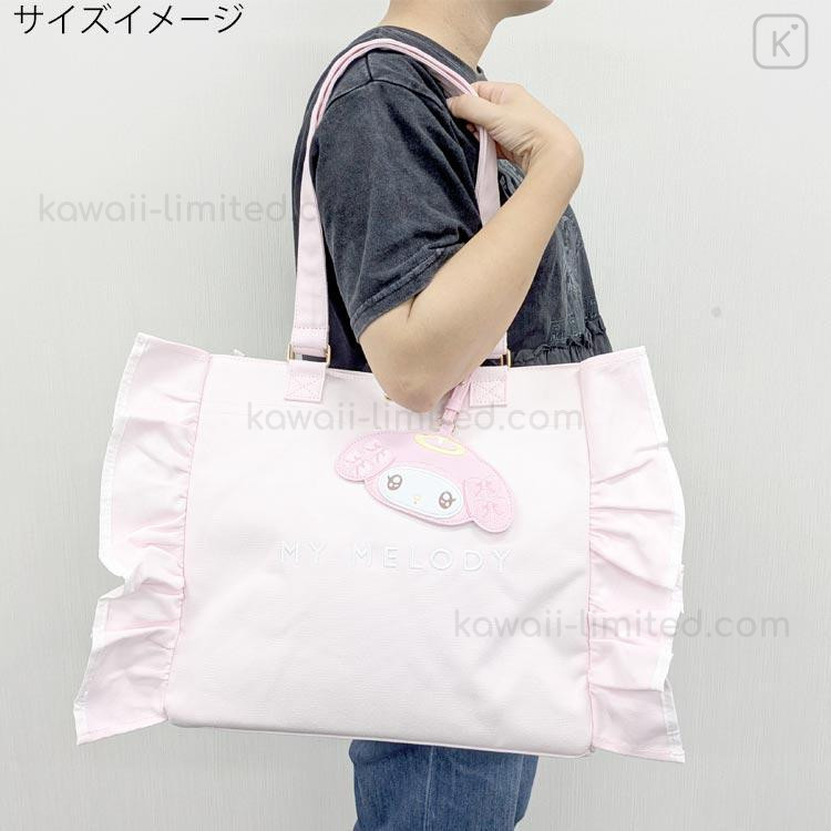 Japan Sanrio Frill Tote Bag - My Melody : Angel and Little
