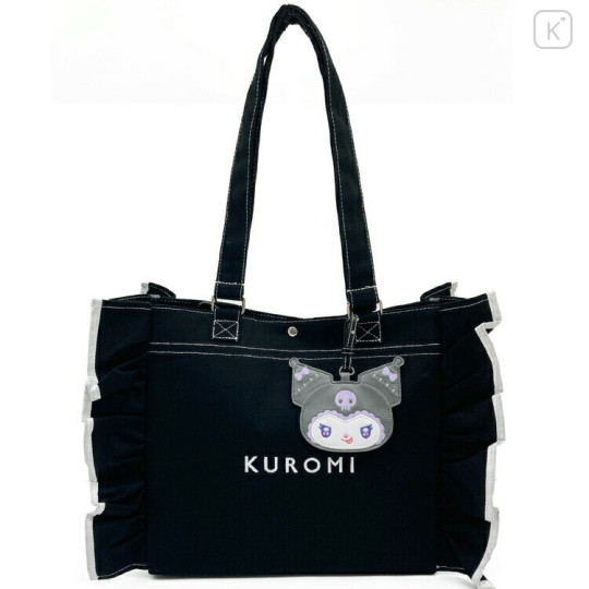 Japan Sanrio Frill Tote Bag - Kuromi : Angel and Little Devil Clear Window - 1