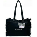 Japan Sanrio Frill Tote Bag - Kuromi : Angel and Little Devil Clear Window - 1