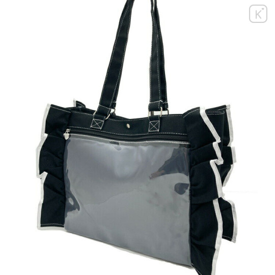 Japan Sanrio Frill Tote Bag - Kuromi : Angel and Little Devil Clear Window - 3