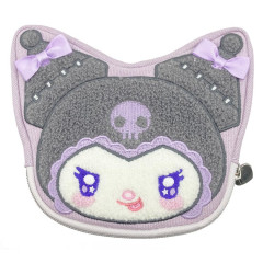 Japan Sanrio Face-shaped Pouch - Kuromi : Angel and Little Devil