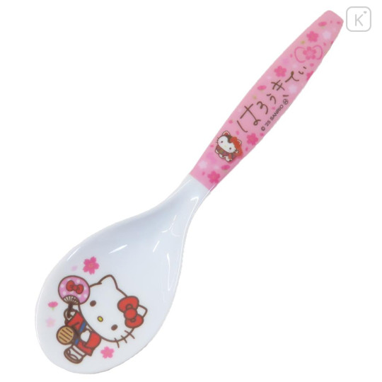 Japan Sanrio Melamine Spoon - Hello Kitty : Japanese Style Pink - 1
