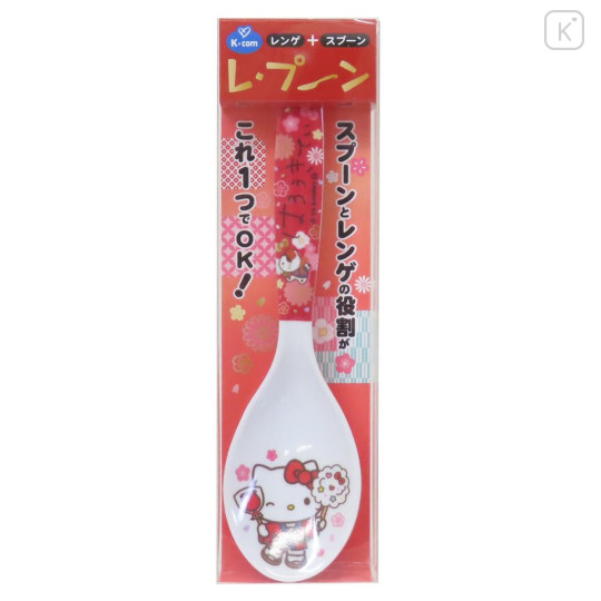 Japan Sanrio Melamine Spoon - Hello Kitty : Japanese Style Red - 3