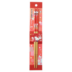 Japan Sanrio Bamboo Chopsticks 21cm - Hello Kitty : Japanese Style Red