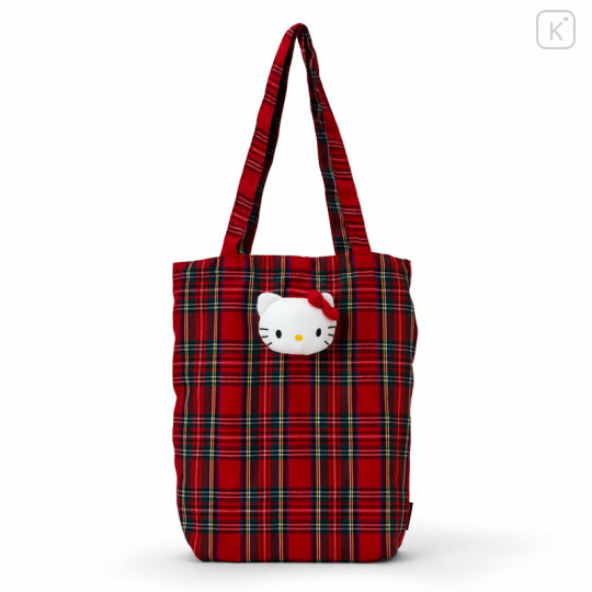 Japan Sanrio Mascot Tote Bag - Hello Kitty : Tartan - 1