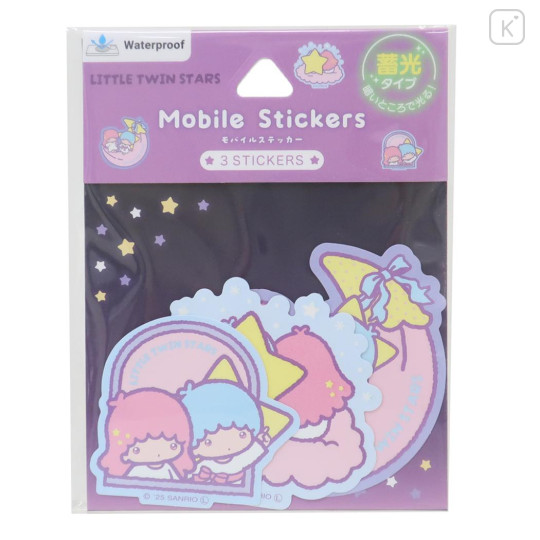 Japan Sanrio Luminous Moblie Sticker Set - Little Twin Stars : Glow in the Dark - 1