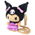 Japan Sanrio Fluffy Pochette Shoulder Crossbody Bag - Kuromi : Tan Swimsuit Party - 1